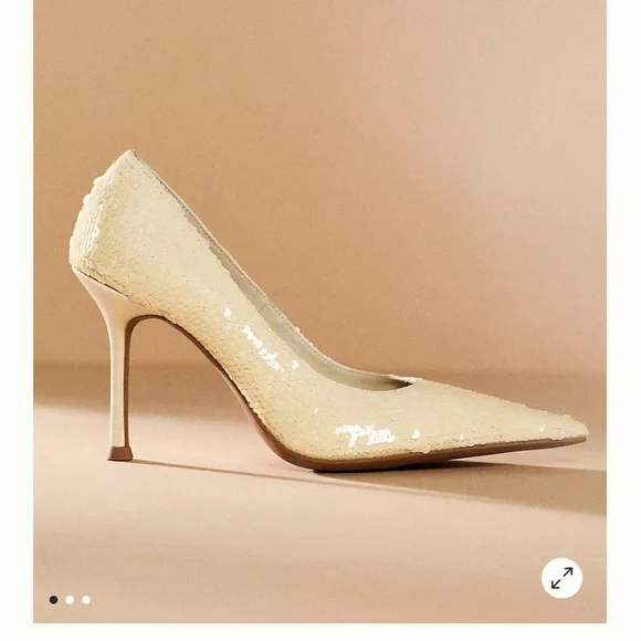 Jeffrey Campbell White/Beige Sequin Heels - Picture 1 of 2